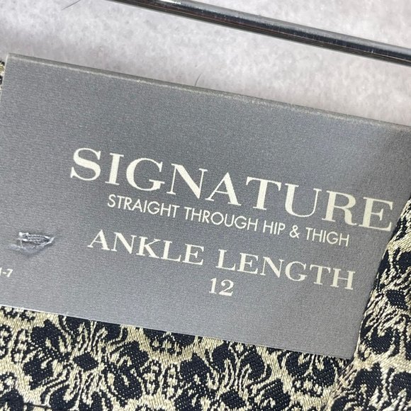 NWT ANN TAYLOR Factory Signature Womens 12 Gold Metallic Straight Ankle Pants - Picture 9 of 10